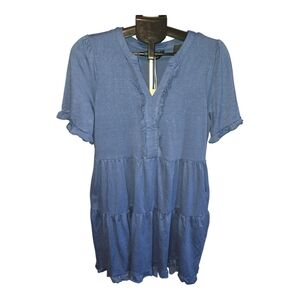 Elegant Blue Tiered Midi Dress